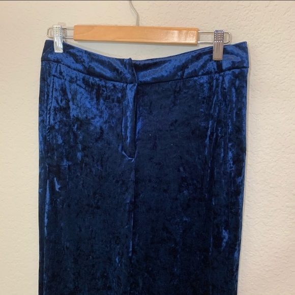 CYNTHIA ROWLEY Velvet Pants Dark Blue Wide Leg - Picture 3 of 8